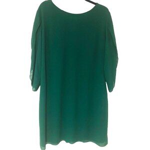 NWT Grace Karin Dress Women 2X Green Lined 3/4 Split Slv Minimalist Sheath